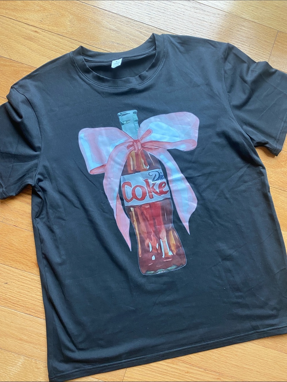 Black Short-Sleeve Tee with Pink Bow Diet Coke Graphic